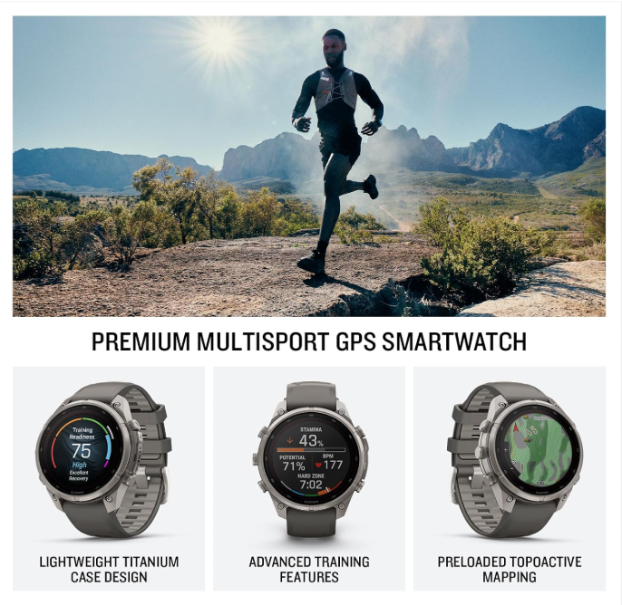 Garmin Fenix 9 Pro SOLAR Premium Multisport GPS Smartwatch, Titanium, Sapphire
