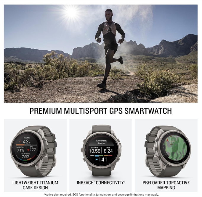 Garmin Fenix 9 Pro SOLAR Premium Multisport GPS Smartwatch, Titanium, Sapphire, inReach Connectivity