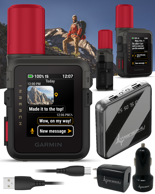 Garmin inReach Mini 3 Plus Compact Satellite Communicator w/ Photo & Voice Messaging (010-03387-10) with Wearable4U Bundle