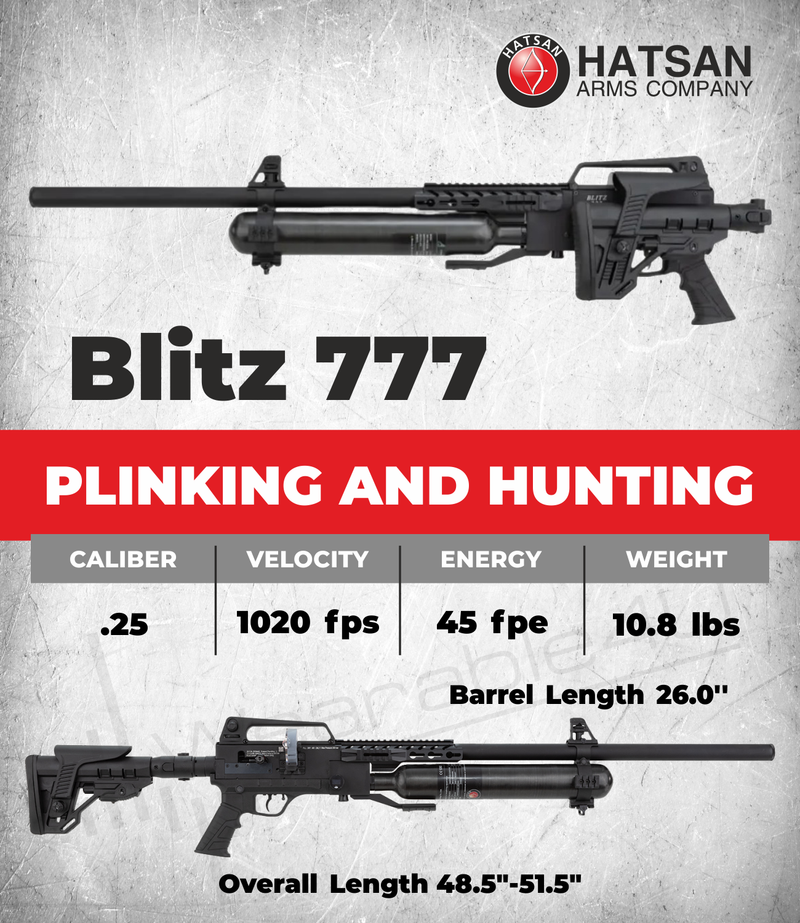 Hatsan Blitz 777 .25 Cal 1020 FPS 45 FPE PCP Air Rifle (HGBlitz725)