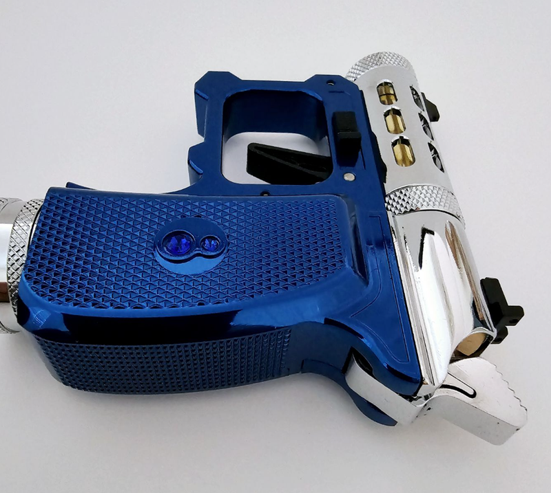 Hawki Gem CO2 .177 cal Air Pistol Blue Sapphire Edition, 1-shot, Single Action, Interchangeable Barrels, 400+ FPS, Chrome Finish, Gemstone Grip (Hi-G-AirGun-Blue)
