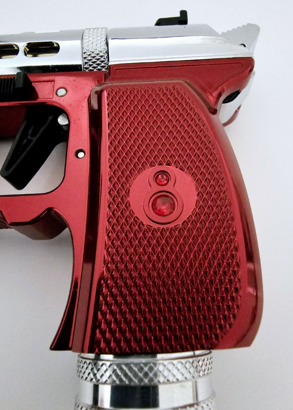 Hawki Gem CO2 .177 cal Air Pistol Red Ruby Edition, 1-shot, Single Action, Interchangeable Barrels, 400+ FPS, Chrome Finish, Gemstone Grip (Hi-G-AirGun-Red)