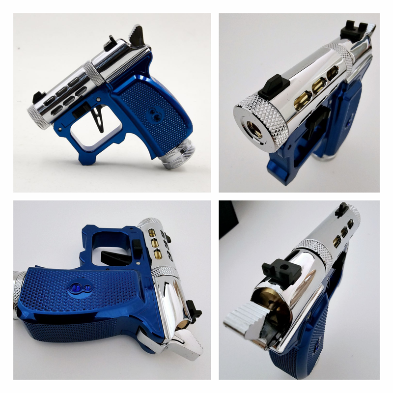 Hawki Gem CO2 .177 cal Air Pistol Blue Sapphire Edition, 1-shot, Single Action, Interchangeable Barrels, 400+ FPS, Chrome Finish, Gemstone Grip (Hi-G-AirGun-Blue)