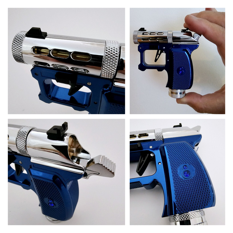 Hawki Gem CO2 .177 cal Air Pistol Blue Sapphire Edition, 1-shot, Single Action, Interchangeable Barrels, 400+ FPS, Chrome Finish, Gemstone Grip (Hi-G-AirGun-Blue)