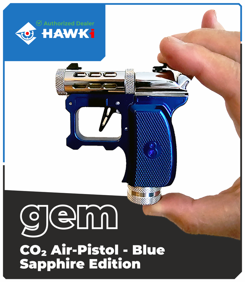 Hawki Gem CO2 .177 cal Air Pistol Blue Sapphire Edition, 1-shot, Single Action, Interchangeable Barrels, 400+ FPS, Chrome Finish, Gemstone Grip (Hi-G-AirGun-Blue)