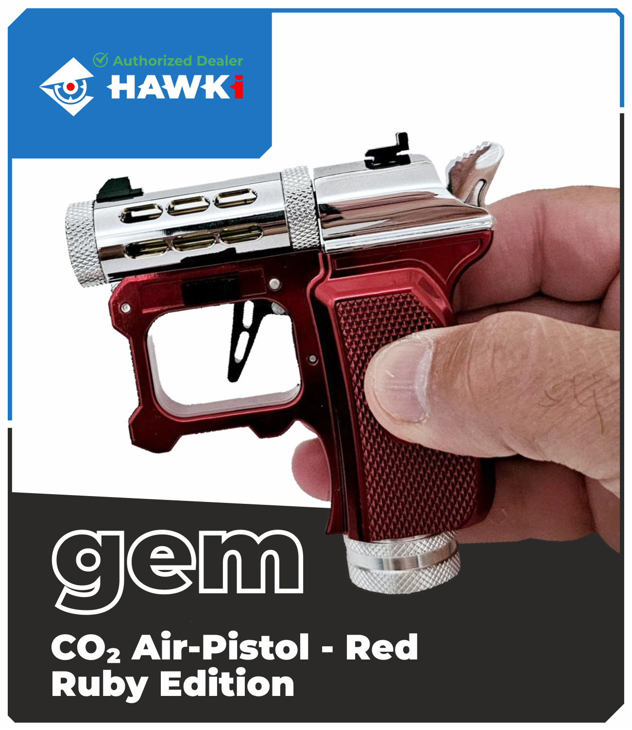 Ruby Pistal Hawki Gem CO2 .177 cal Air Pistol Red Ruby Edition, 1-shot, Single Act ...