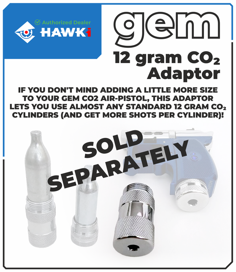 Hawki Gem 12g CO2 Adaptor, Chrome-Plated Upgrade for Gem CO2 Air Pistol, Enhancing Grip & Compatibility with 12-Gram CO2 Cylinders (Hi-G-CO2-Adpt)