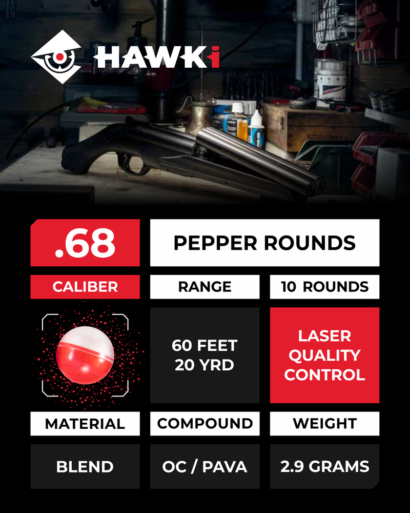 Hawki .50 Cal or .68 Cal Pepper Balls Non-lethal Defense Solution