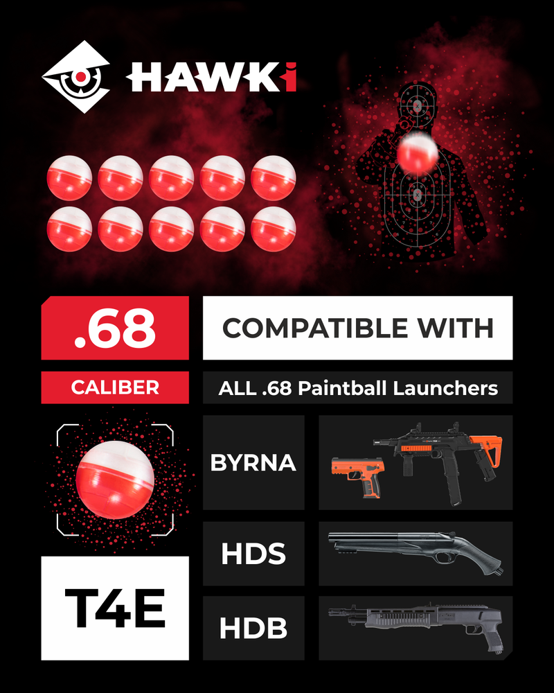 Hawki .50 Cal or .68 Cal Pepper Balls Non-lethal Defense Solution
