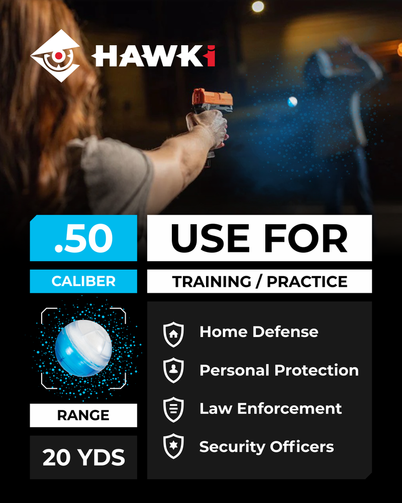 Hawki .43 Cal or .50 Cal or .68 Cal Powder Training Balls Non-Lethal for Paintball Guns, Great for Practice