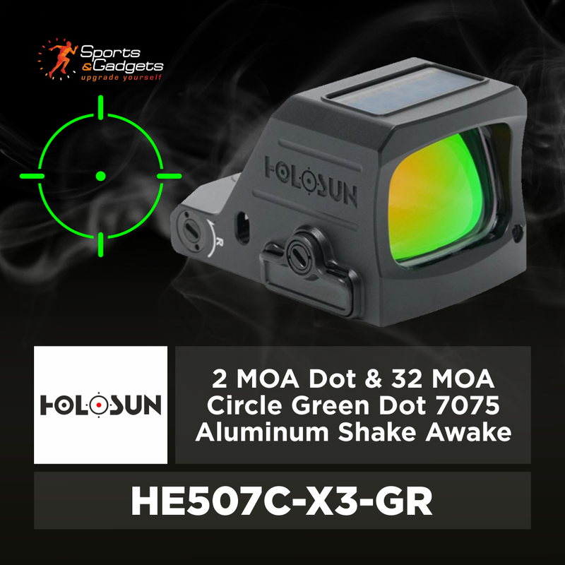 Holosun 2 MOA Dot & 32 MOA Circle Green Dot 7075 Aluminum Shake Awake (HE507C-X3-GR)