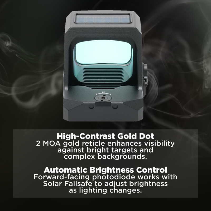 Holosun 7075-T6 Aluminum, Open, Solar, Shake Awake Gold 2 MOA Gold Dot (HS407C-X3-GD)