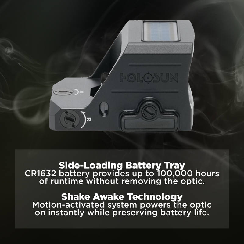 Holosun 7075-T6 Aluminum, Open, Solar, Shake Awake Gold 2 MOA Gold Dot (HS407C-X3-GD)