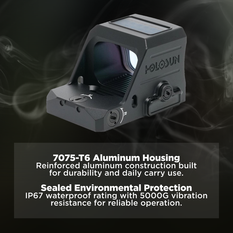 Holosun 7075-T6 Aluminum, Open, Solar, Shake Awake Gold 2 MOA Gold Dot (HS407C-X3-GD)