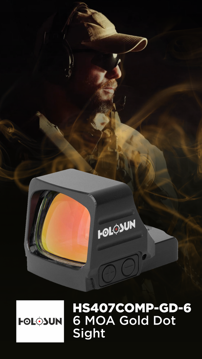 Holosun 6 MOA Shake Awake 7075-T6 Aluminum Gold Dot Sight (HS407COMP-GD-6)