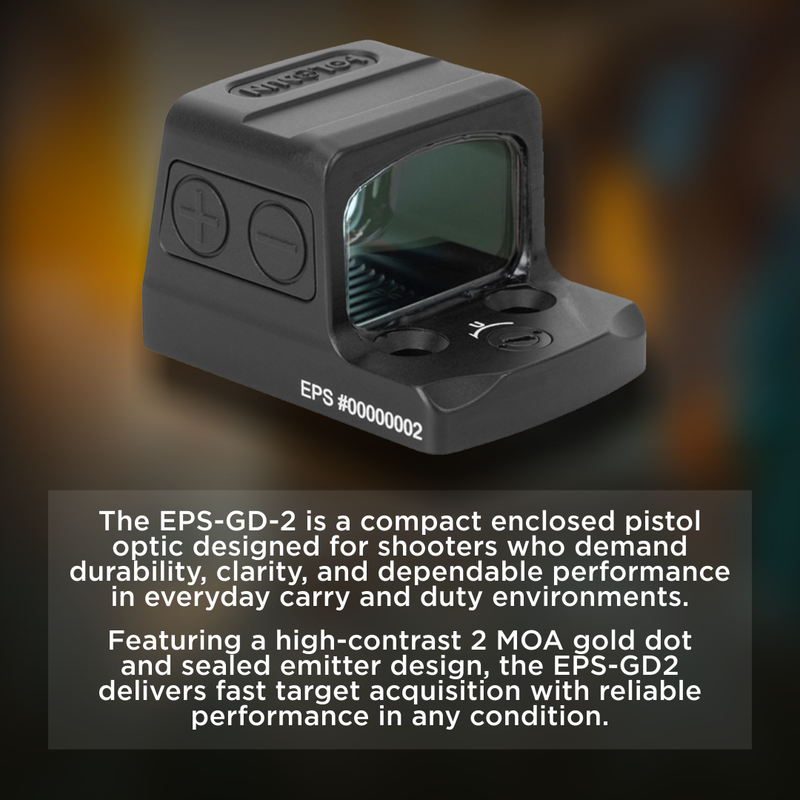 Holosun 7075 Aluminum Enclosed Shake Awake Gold 2 MOA Dot Sight (EPS-GD2)