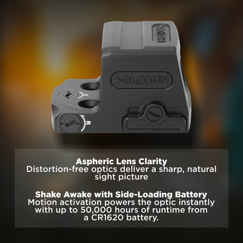 Holosun 7075 Aluminum Enclosed Shake Awake Gold 2 MOA Dot Sight (EPS-GD2)
