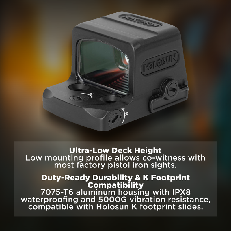 Holosun 7075 Aluminum Enclosed Shake Awake Gold 2 MOA Dot Sight (EPS-GD2)