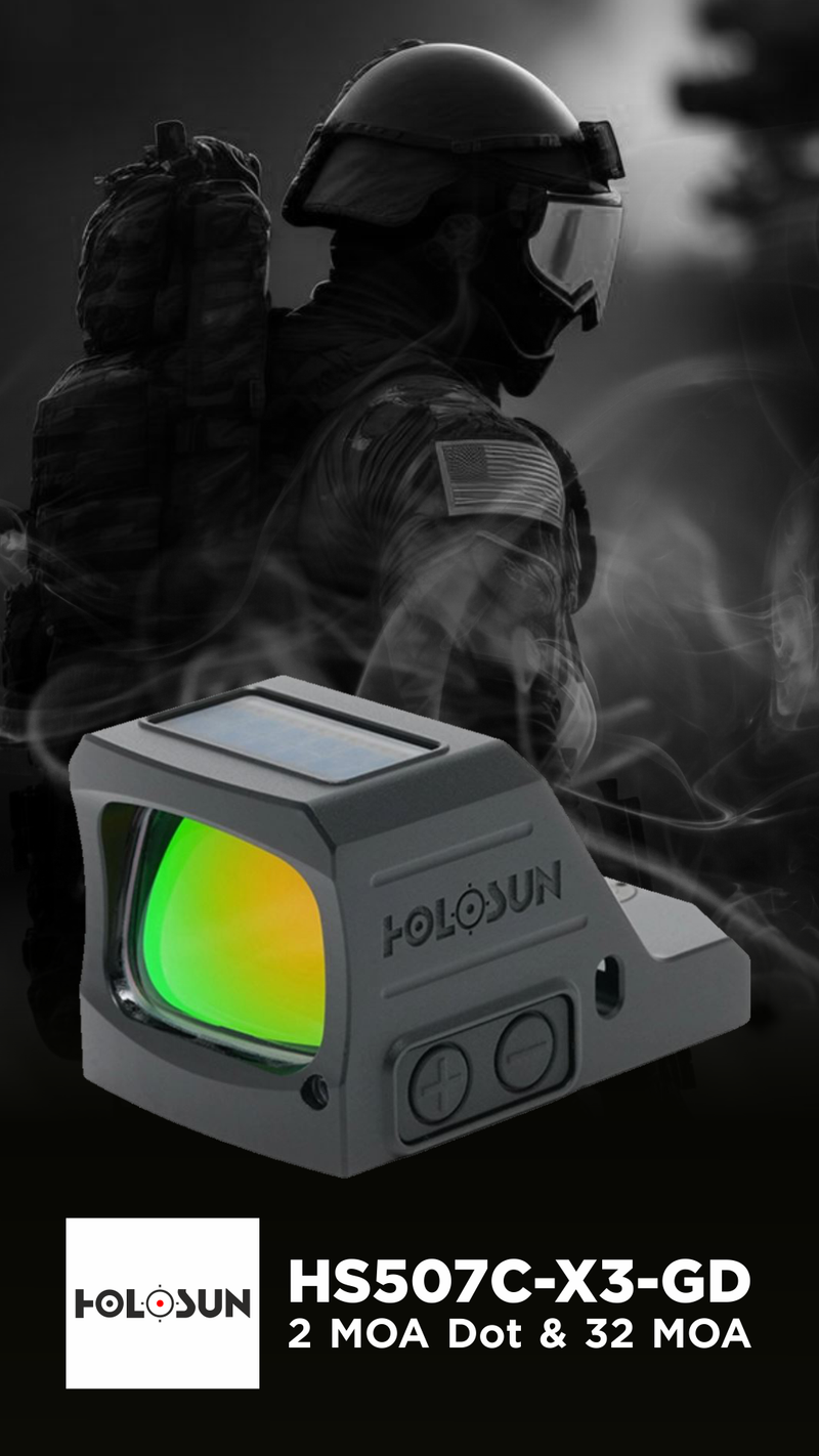 Holosun Gold Multi-Reticle 2 MOA Dot & 32 MOA Circle 7075 Aluminum Shake Awake (HS507C-X3-GD)