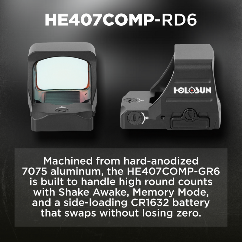 Holosun Green 6 MOA Shake Awake Reflex Dot Sight (HE407COMP-GR6)