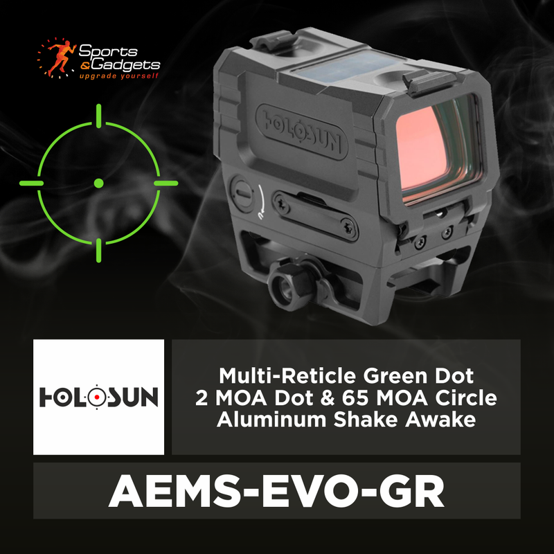 Holosun Multi-Reticle Green Dot 2 MOA Dot & 65 MOA Circle Aluminum Shake Awake (AEMS-EVO-GR)