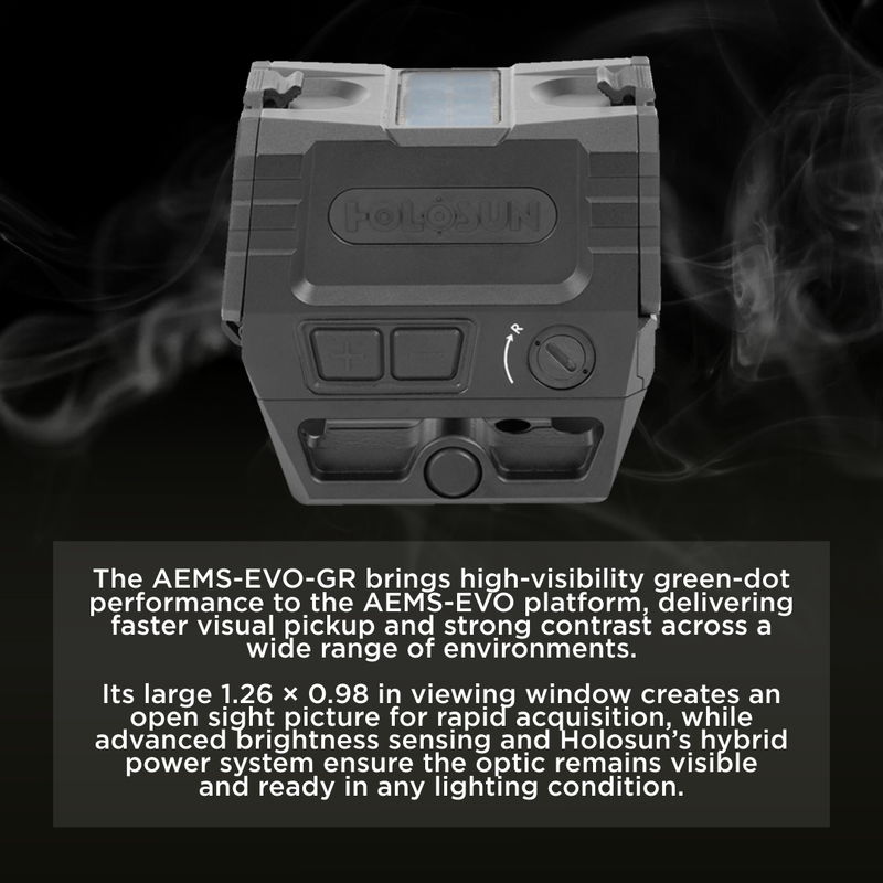 Holosun Multi-Reticle Green Dot 2 MOA Dot & 65 MOA Circle Aluminum Shake Awake (AEMS-EVO-GR)