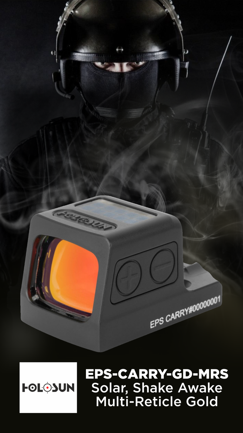 Holosun 7075-T6 Aluminum, Enclosed, Solar, Shake Awake Multi-Reticle Gold (EPS-CARRY-GD-MRS)