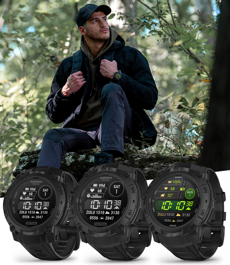 Garmin Instinct 3 Tactical Solar / AMOLED 45-50 mm GPS Rugged Outdoor Smartwatch with Wearable4U Bundle