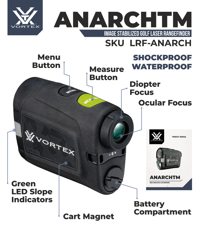 Vortex Optics Anarch Image Stabilized Golf Laser Rangefinder with Free Hat Bundle
