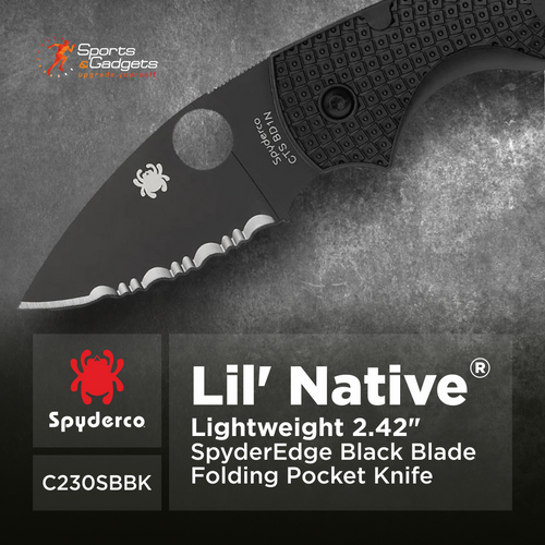Spyderco Lil' Native Lightweight 2.42" SpyderEdge Black Blade Folding Pocket Knife (C230SBBK)