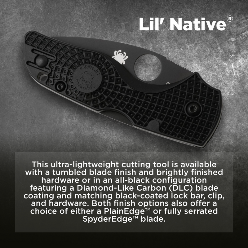 Spyderco Lil' Native Lightweight 2.42" SpyderEdge Black Blade Folding Pocket Knife (C230SBBK)