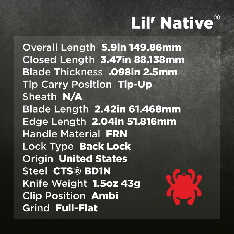 Spyderco Lil' Native Lightweight 2.42" SpyderEdge Black Blade Folding Pocket Knife (C230SBBK)