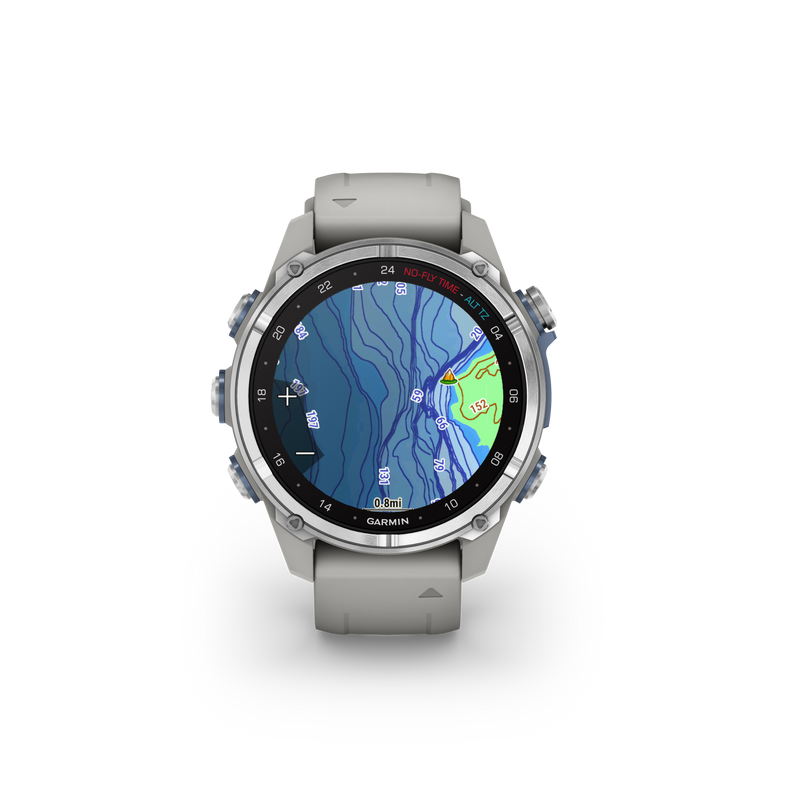 Garmin Descent Mk3 – 43 mm Stainless Steel with Fog Gray Silicone Band Watch-Style Dive Computer (010-02753-03)