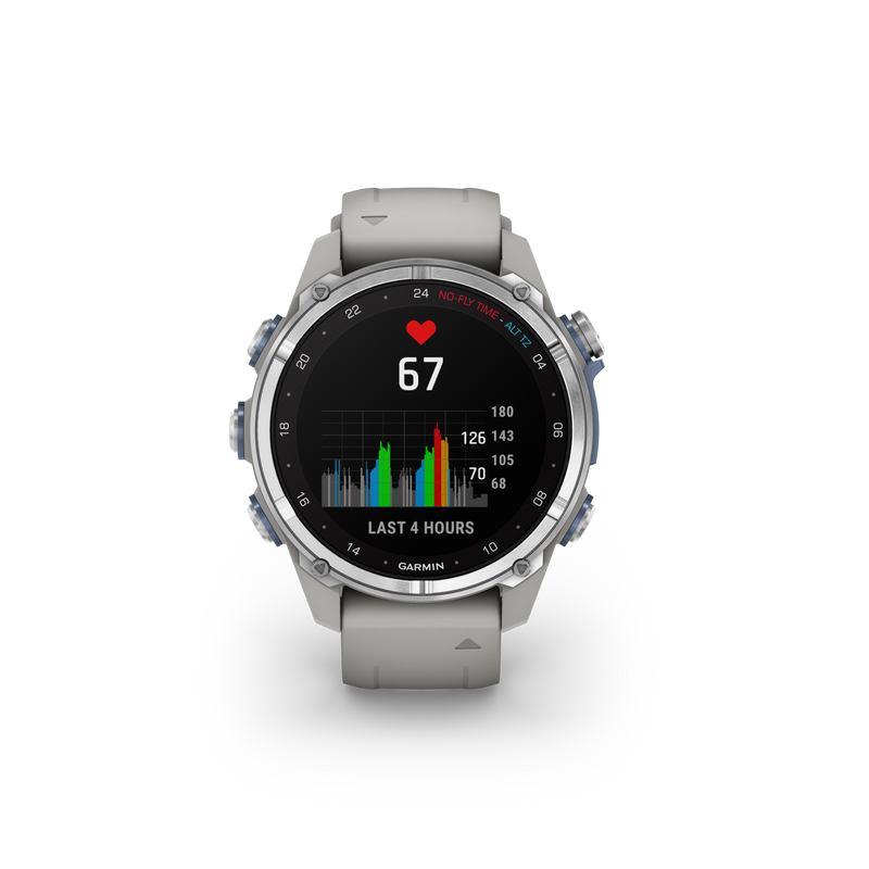 Garmin Descent Mk3 – 43 mm Stainless Steel with Fog Gray Silicone Band Watch-Style Dive Computer (010-02753-03)