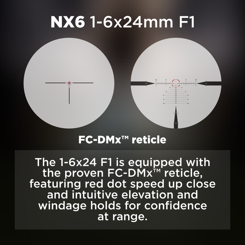 Nightforce NX6 1-6x24mm F1 FC-DMx Lightweight Riflescope (C726)