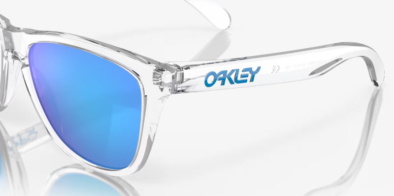 Oakley Frogskins Sunglasses Prizm Sapphire Lenses Crystal Clear Frame
