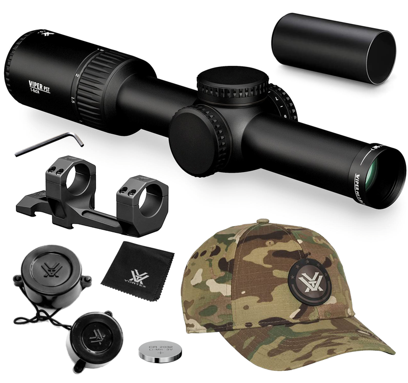 Vortex Optics Viper PST Gen II Second Focal Plane 1-6X24 VMR-2 (MRAD) Reticle, 30 mm Tube Riflescope with Wearable4U Bundle