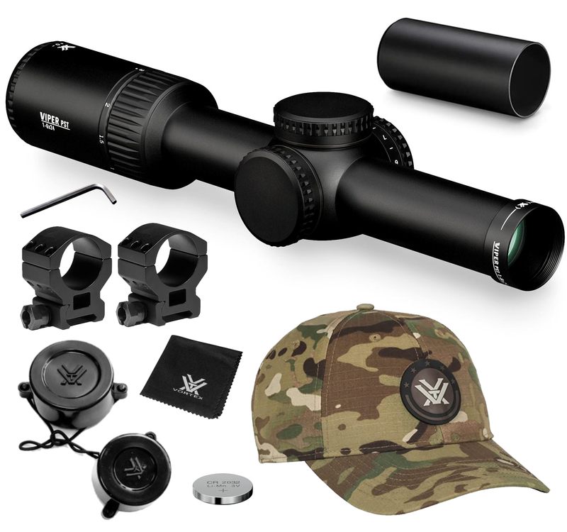 Vortex Optics Viper PST Gen II Second Focal Plane 1-6X24 VMR-2 (MRAD) Reticle, 30 mm Tube Riflescope with Wearable4U Bundle