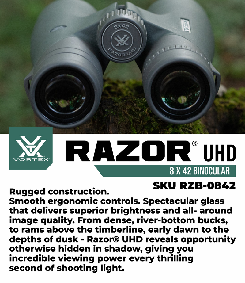 Vortex Optics Razor UHD 8x42 Waterproof Binocular (RZB-0842)