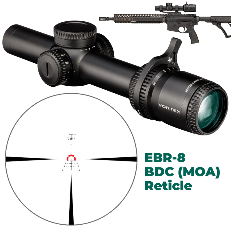 Vortex Optics Strike Eagle 1-10x24 FFP EBR-8 BDC (MOA) Reticle 30mm Tube Riflescope