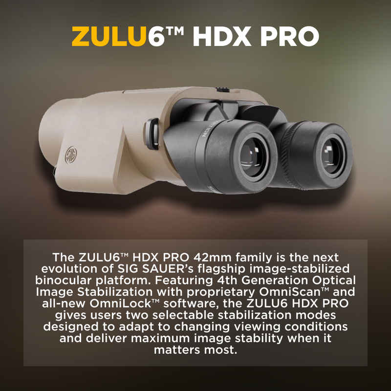 SIG SAUER ZULU6 HDX PRO Ois Binocular, 14x42mm, Image Stabilized, FDE (SOZ6WP1442)
