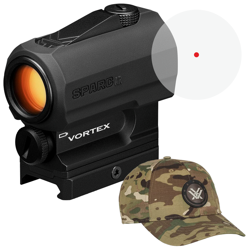 Vortex Optics SPARC Red Dot Sight Gen II (2 MOA Bright Red Dot, Multi-Height Mount System) with Vortex Optics Free Hat Bundle