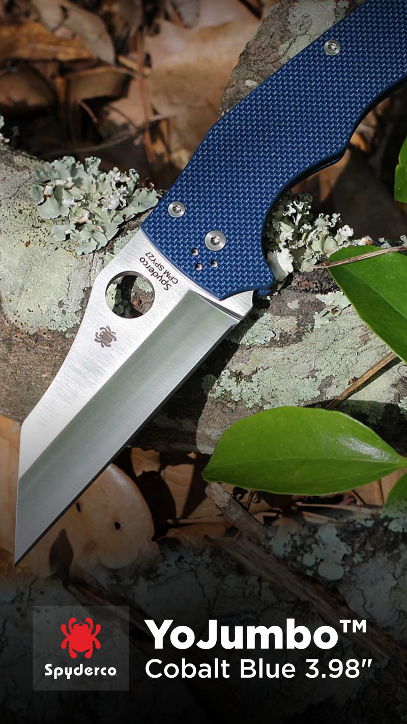 Spyderco Yojumbo Cobalt Blue G-10 CPM SPY27 3.98" Plain Edge Folding Pocket Knife (C253GPCBL)