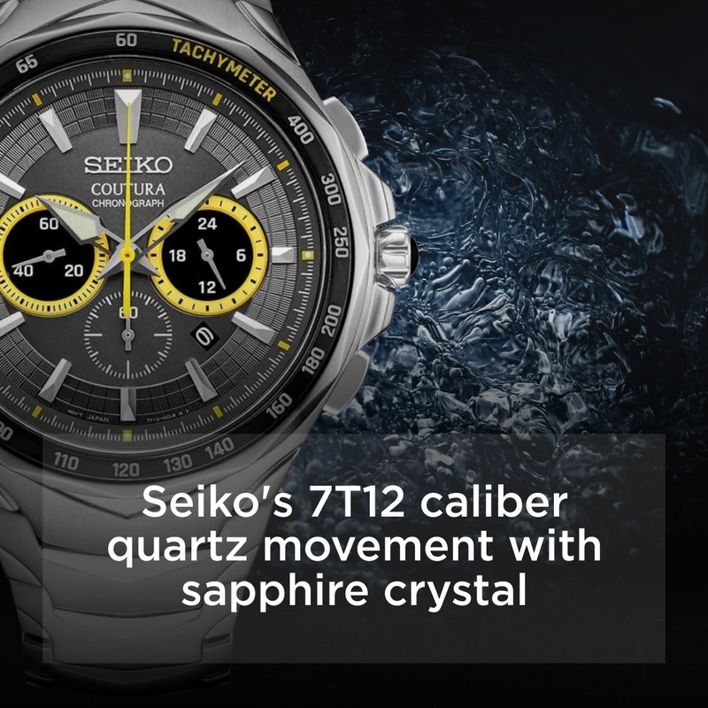 Seiko Coutura Chrono Gray Yellow Dial 45.6 mm Steel Quartz Men's Watch (SRWZ27)
