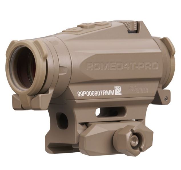 Sig Sauer ROMEO4T-PRO 1x20mm Red Dot Sight - Red Quad Ballistic Circle Dot Reticle, 0.5 MOA, FDE (SOR44102)