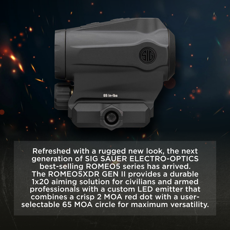 Sig Sauer ROMEO5XDR GEN II 1x20MM 2 MOA Red Dot Ballistic Circle Dot Red Dot Sight (SOR5X201)
