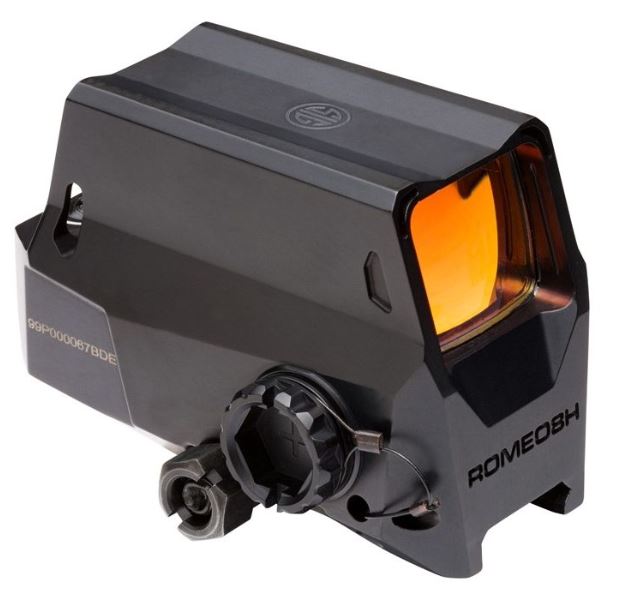 Sig Sauer ROMEO8H RED DOT Sight, Ballistic Circle DOT, 0.5 MOA ADJ, Side Battery, HEX Bolt Mount, Shroud, Black (SOR81001)