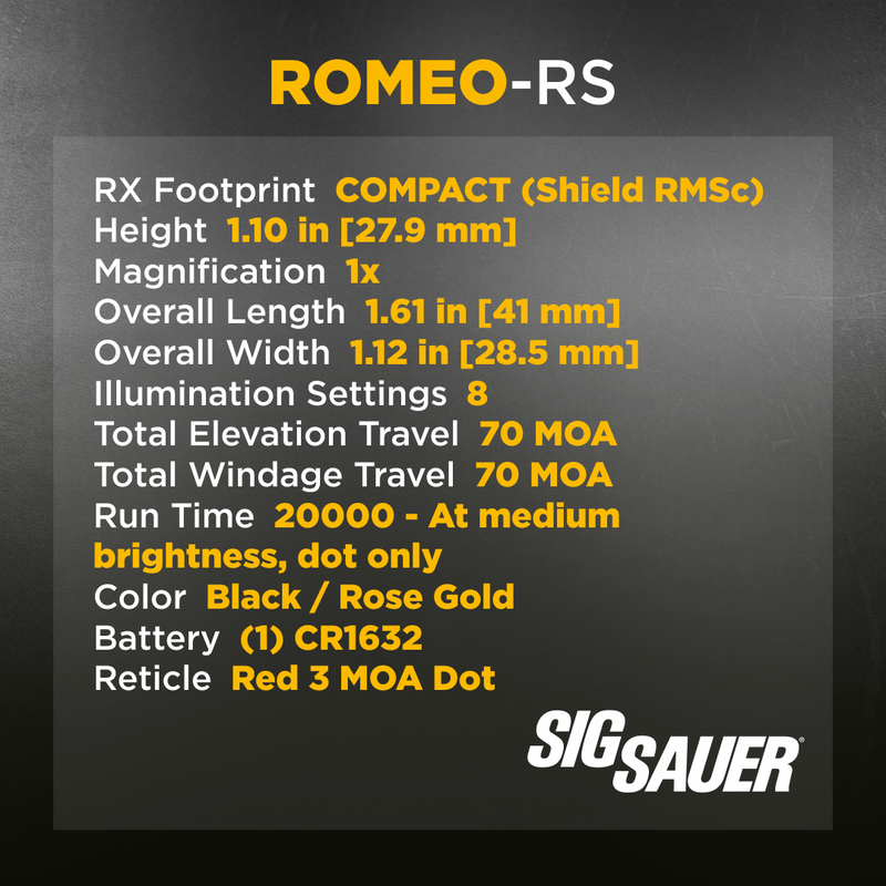 Sig Sauer Romeo-RS Compact Rose 3 MOA 1x Reinforced Steel Red Dot Sight (SOR02138)