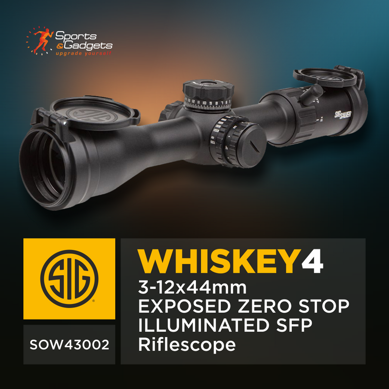 Sig Sauer WHISKEY4 3-12X44MM EXPOSED ZERO STOP ILLUMINATED SFP Riflescope (SOW43002)