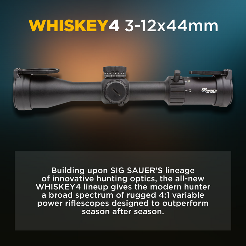 Sig Sauer WHISKEY4 3-12X44MM EXPOSED ZERO STOP ILLUMINATED SFP Riflescope (SOW43002)